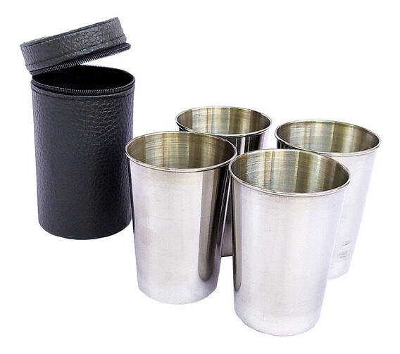 Vaso de acero x4 con estuche