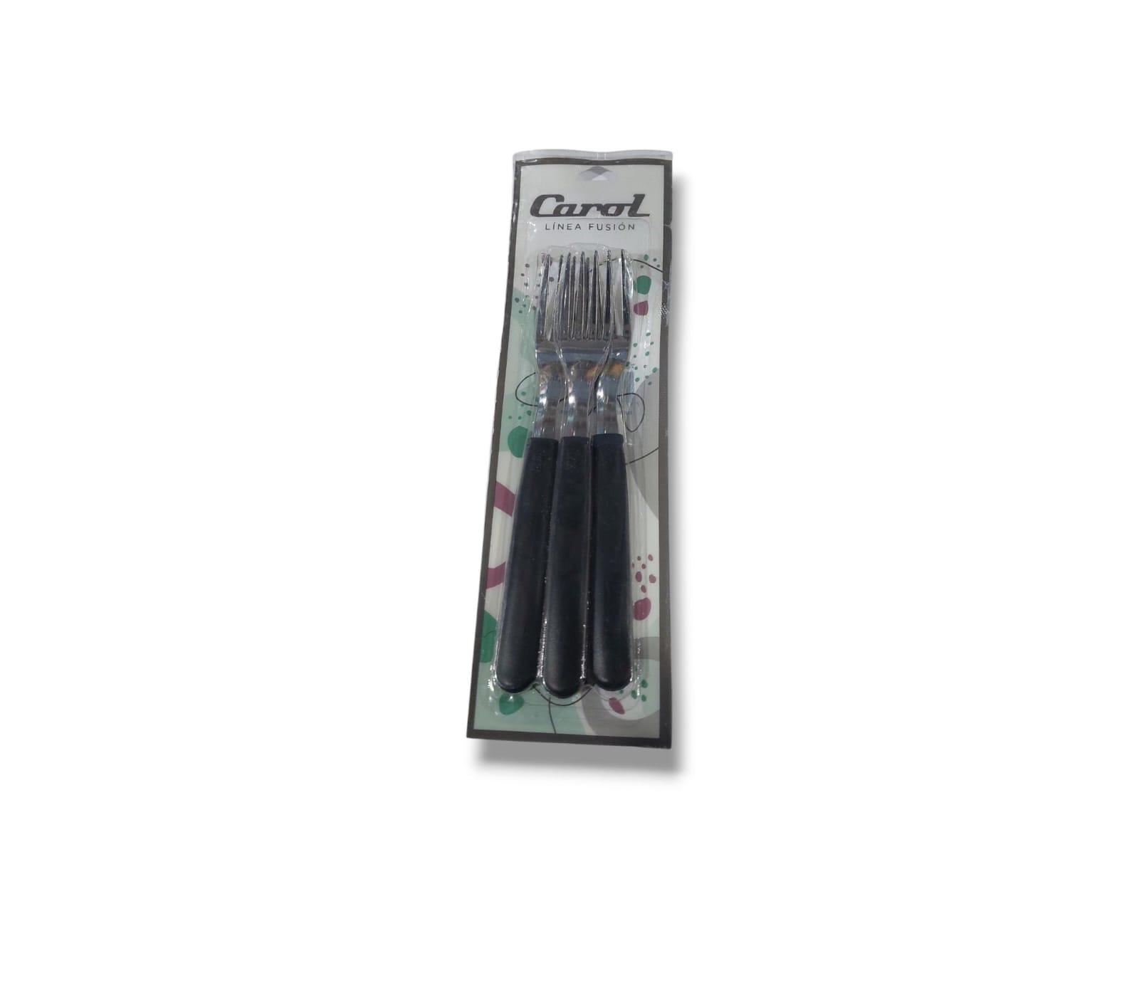 TENEDOR CAROL- X3 - 19CM - COLOR NEGRO