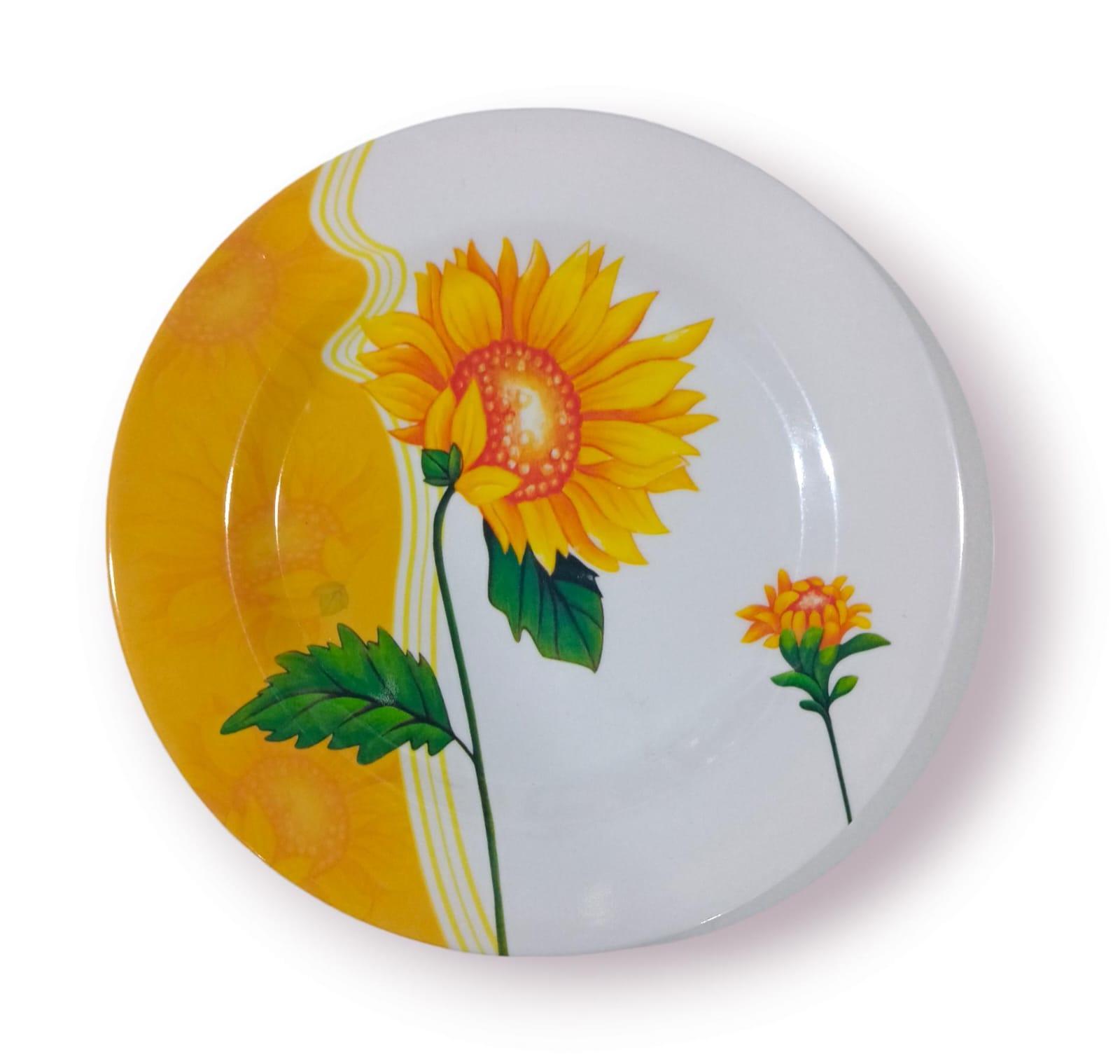 PLATO POSTRE-  MELAMINA - DISEÑO GIRASOL -20CM