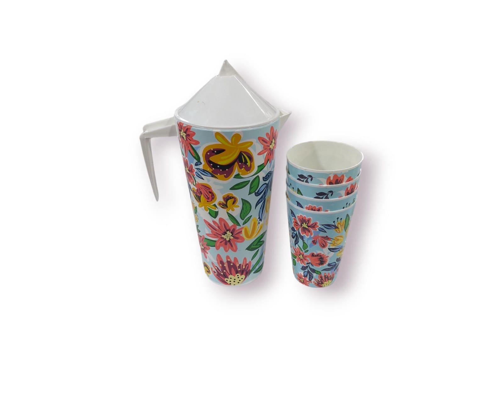 JARRA ESTAMPADA +4 VASOS - PLASTICO