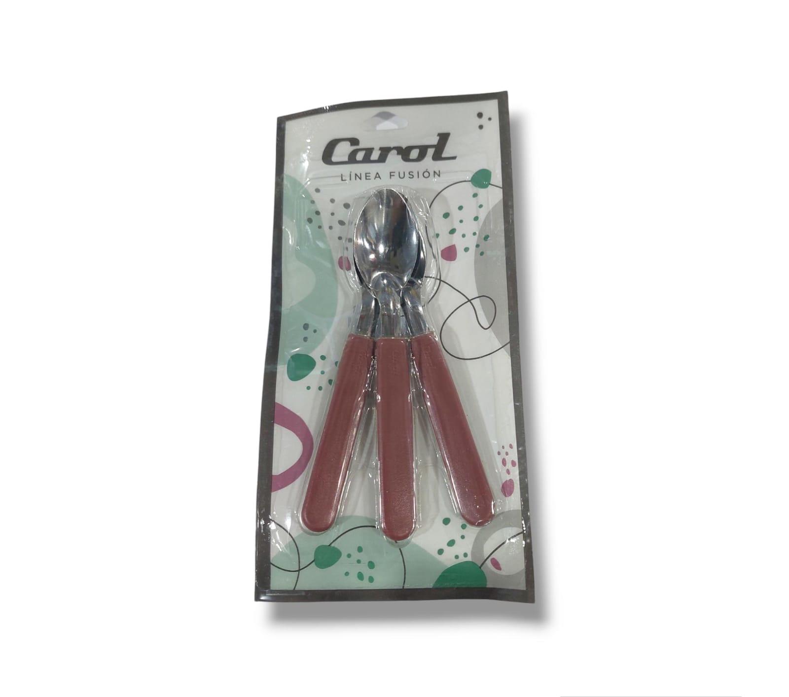 CUCHARITA CAROL- X3 - 13CM - COLOR BORDO