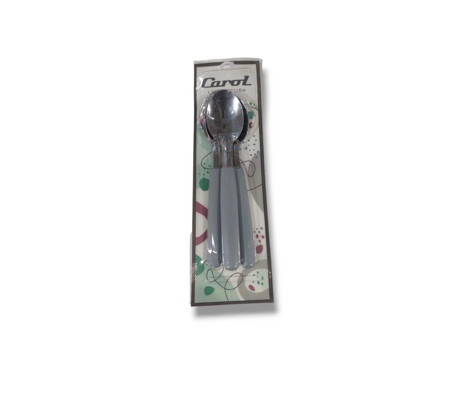 CUCHARA CAROL- X3 - 19CM - COLOR GRIS