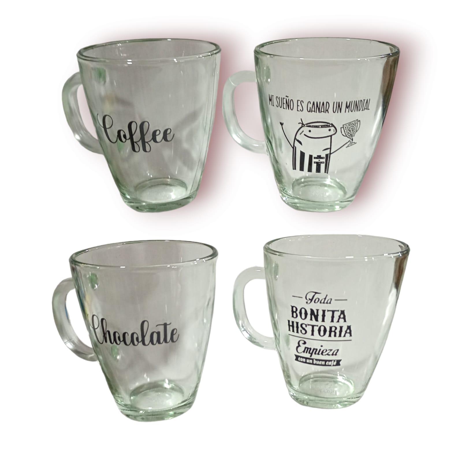 TAZA ARMONIA DE VIDRIO DECORADA- 360ML- 9X11CM