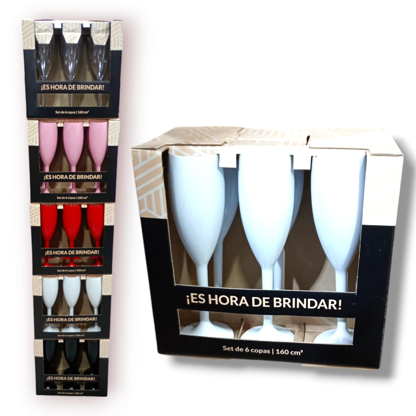 COPAS ACRILICAS X6 UNIDADES- CHAMPAGNE- EN CAJA-160CC