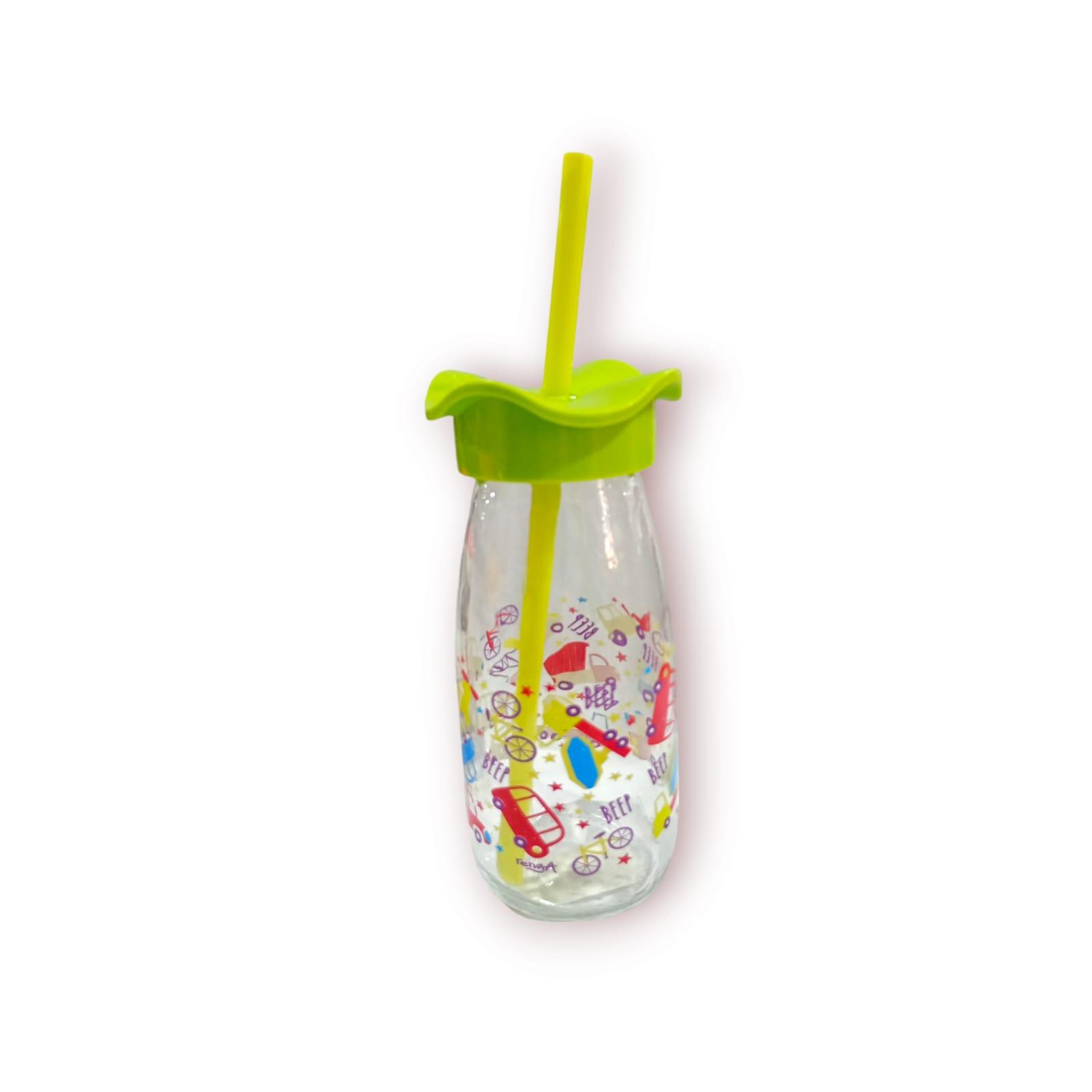 BOTELLA DE VIDRIO CON SORBETE ESTAMPADA CHICA