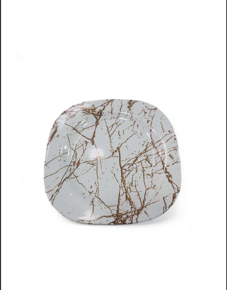 PLATO POSTRE CUADRADO CERAMICA COLOR MARMOLADO