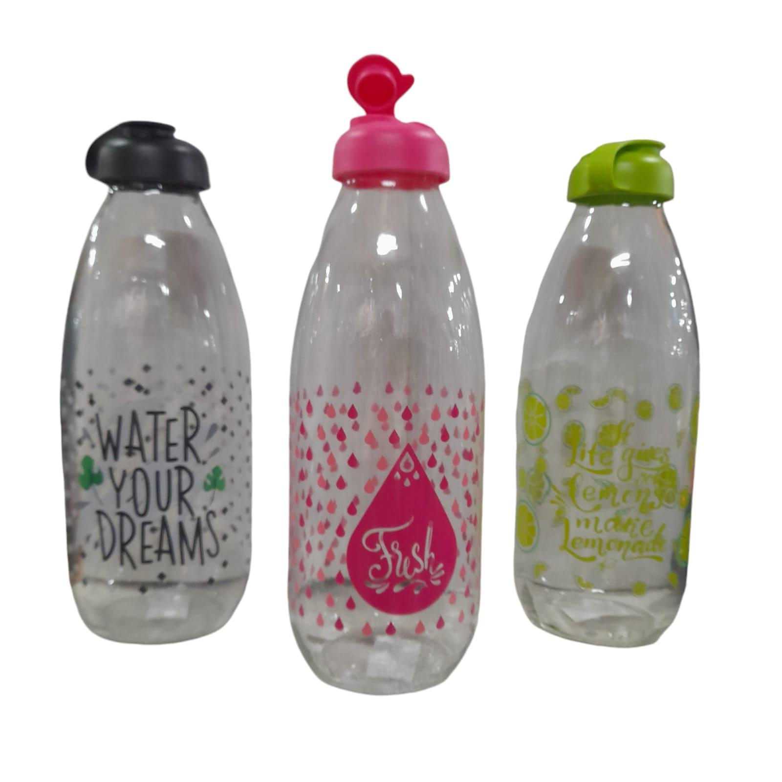 BOTELLA 1LTS DECORADA VIDRIO CON TAPON