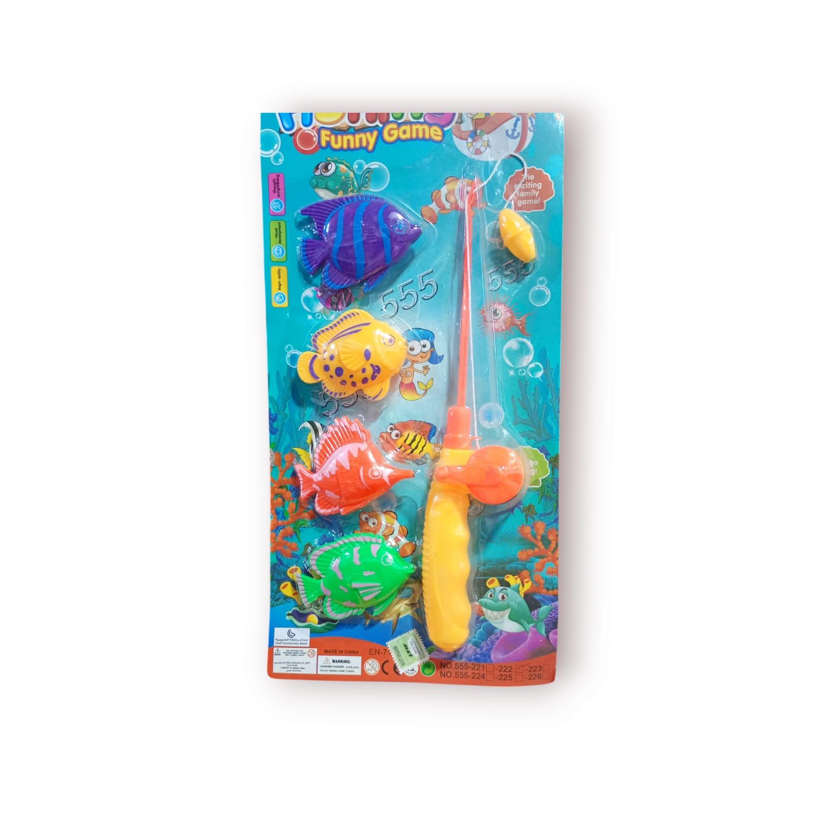 JUEGO DE PESCA EN BLISTER- CAÑA +4 PECES- 26CM