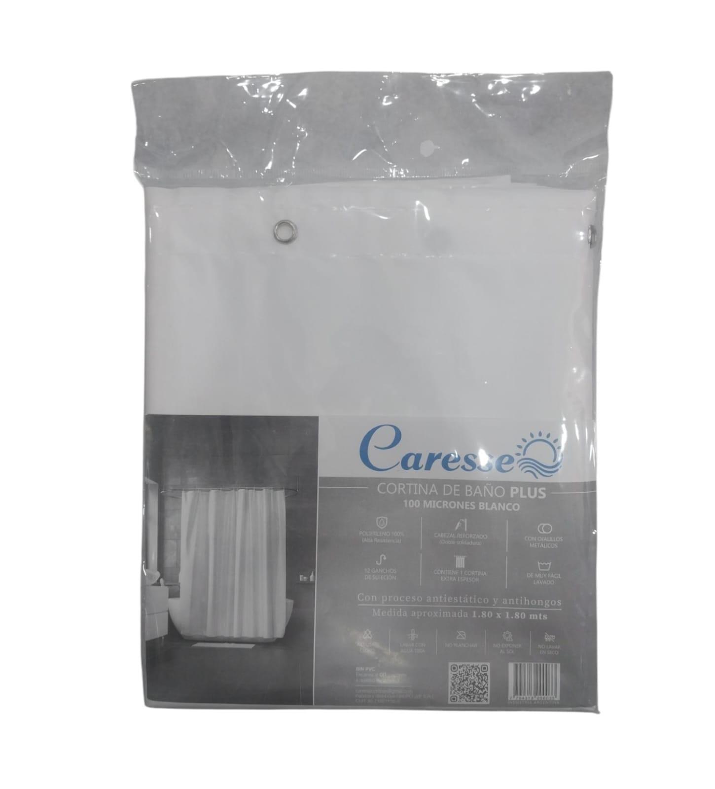 CORTINA BAÑO PLUS 100 MICRONES BLANCA PLASTICA