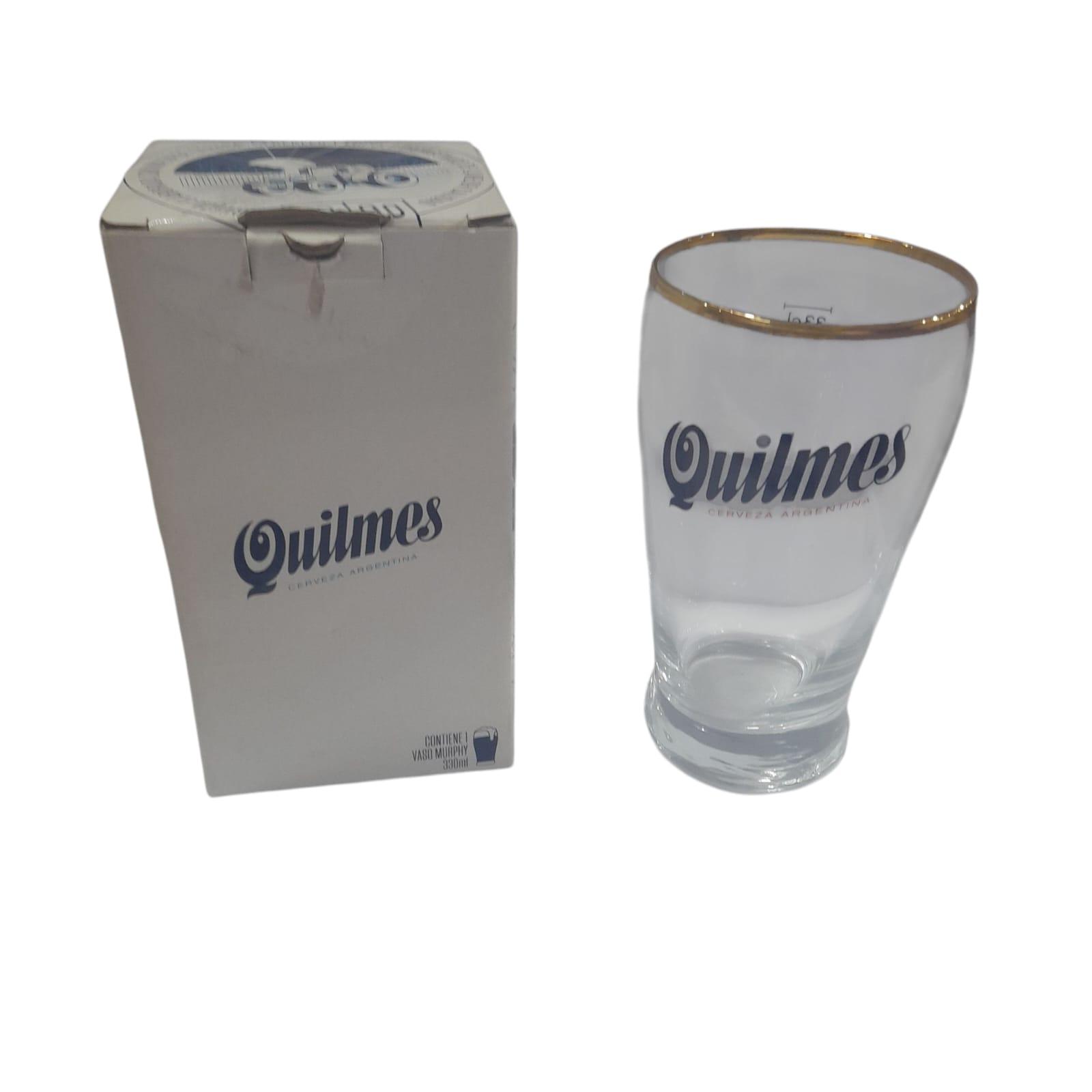 VASO PINTA QUILMES 330ML C/DORADO