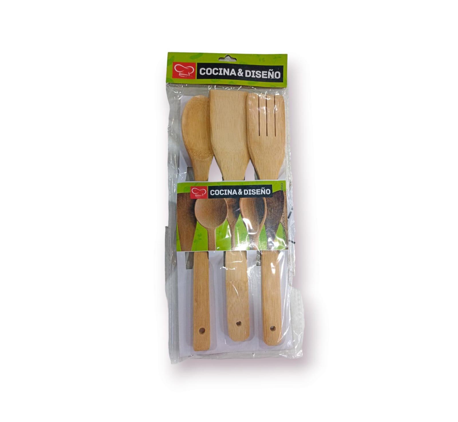 UTENSILIOS DE BAMBOO - SET X3 UNIDADES - 28CM