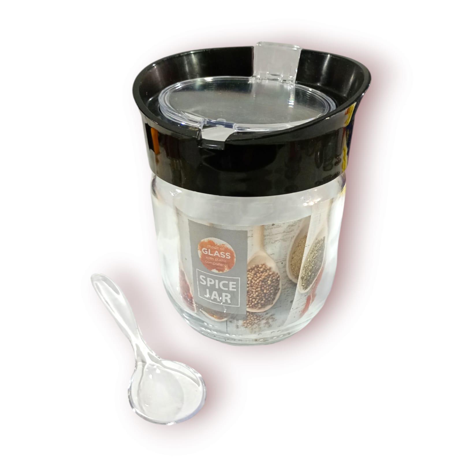 FRASCO VIDRIO CON TAPA ACRILICA + CUCHARA