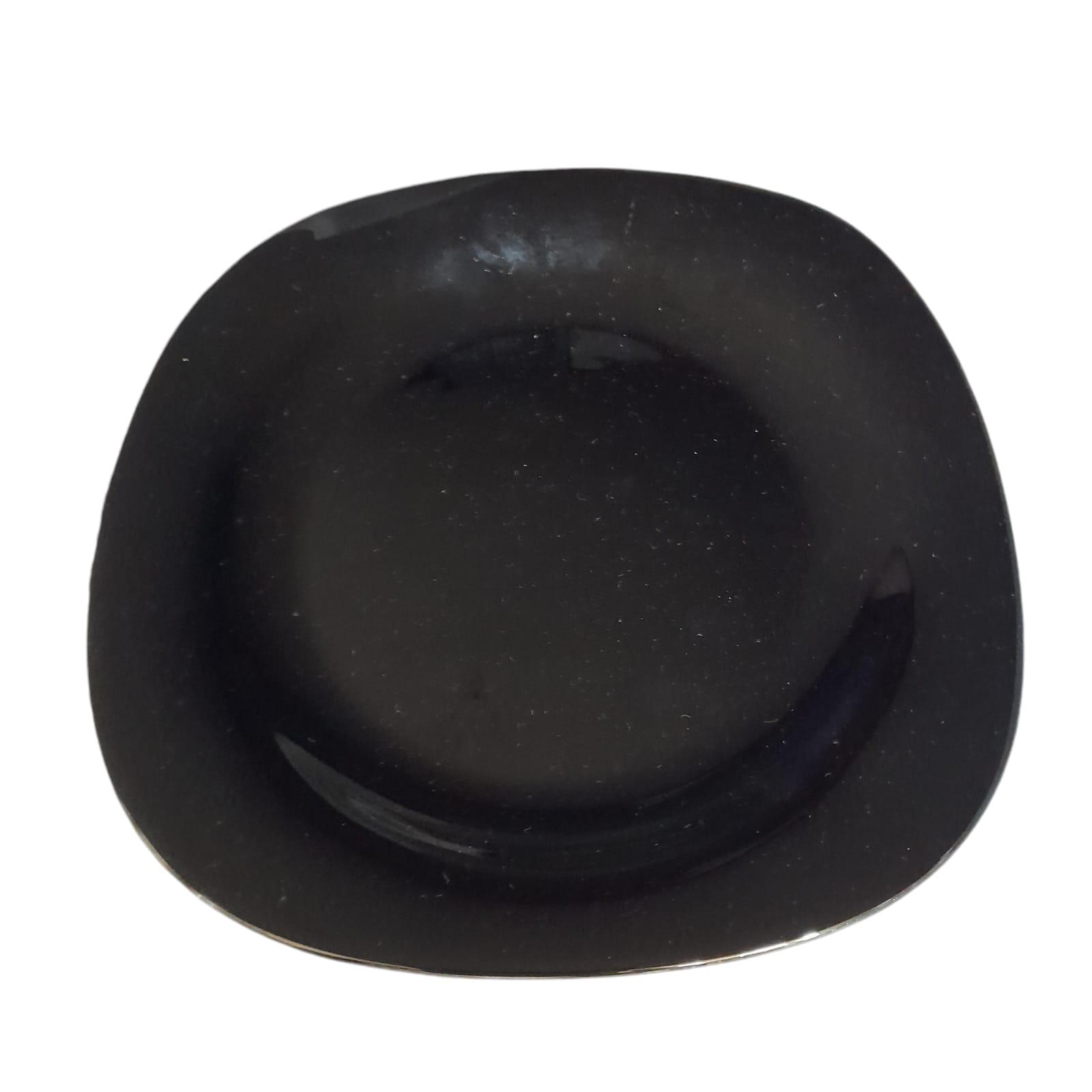 PLATO PLAYO CUADRADO 23CM NEGRO OPALINA