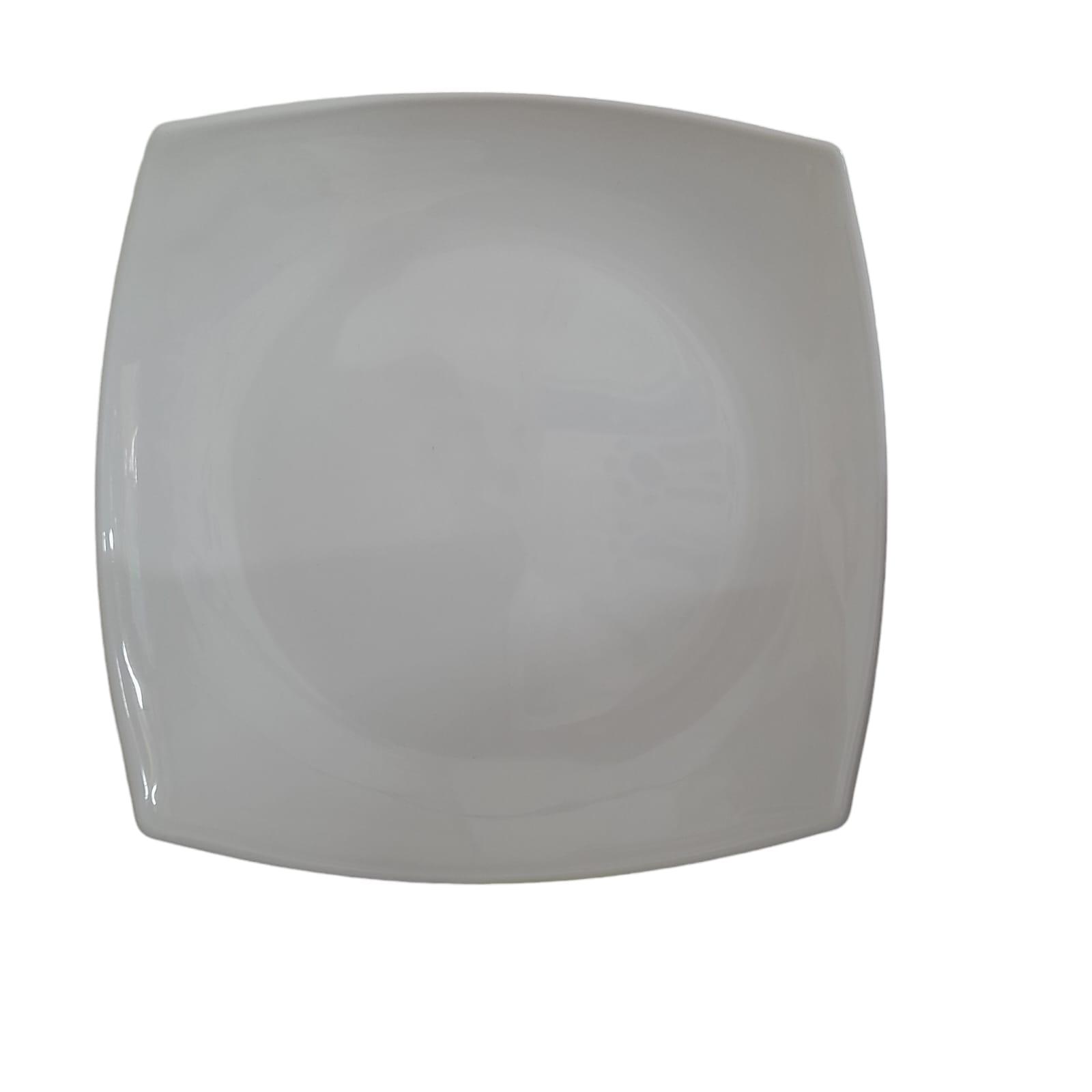 PLATO CUADRADO POSTRE 24CM OPALINA BLANCO
