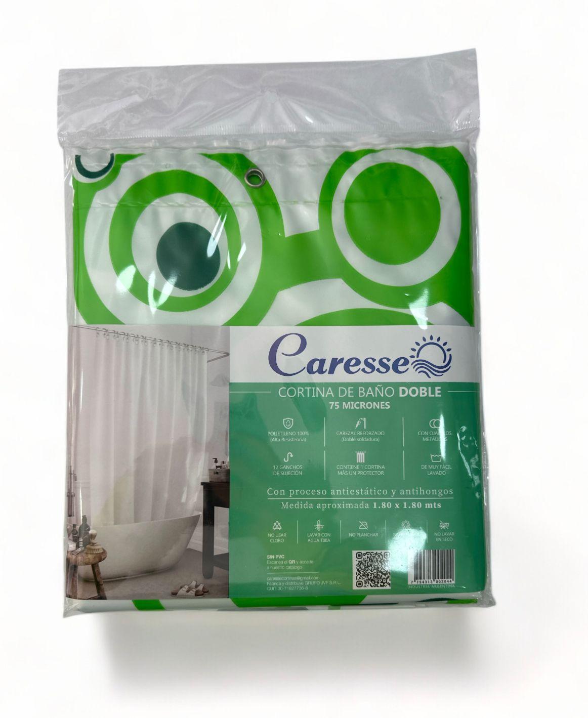 CORTINA PARA BAÑO DOBLE CON PROTECTOR 75 MICRONES