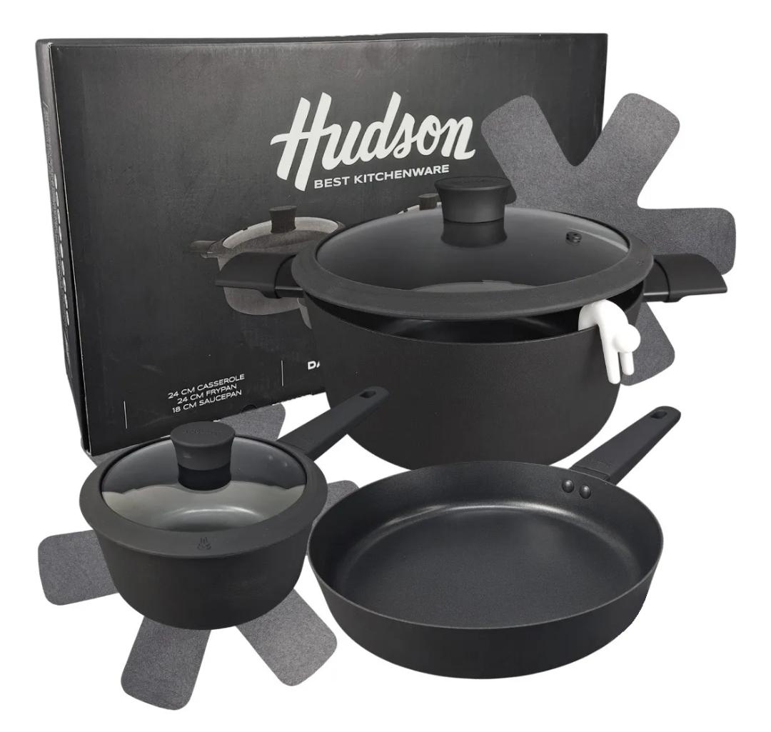 BATERIA COCINA 5PIEZAS TEFLON NEGRO HUDSON