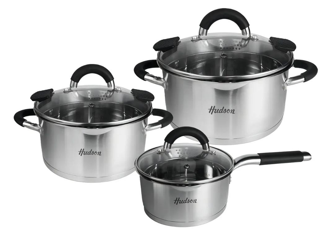 BATERIA COCINA 6 PIEZAS ACERO INOXIDABLE HUDSON